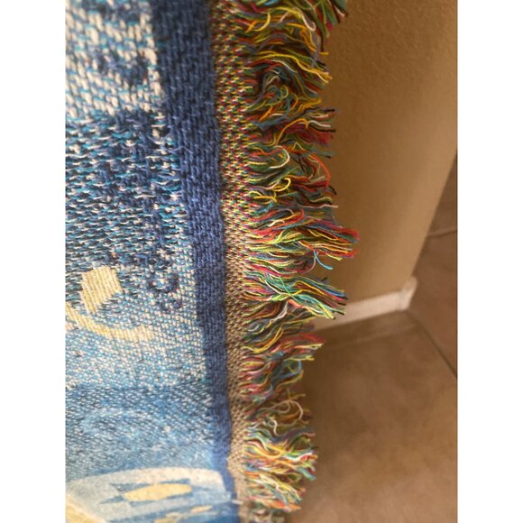 Goodwin Weavers Star of David Throw Blanket 57x45 Judaica Tapestry Cotton Fringe - Picture 8 of 11